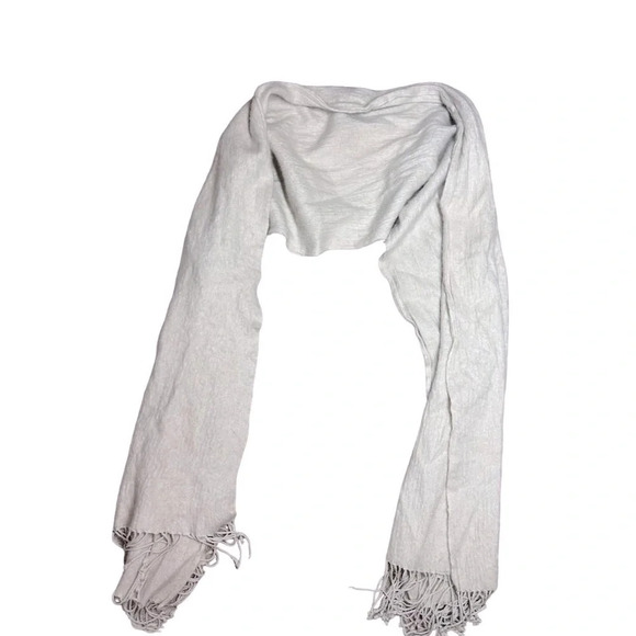 Jeolay Luxury Cashmere-Silk Blend Wrap Scarf Shawl - Soft Beige Fringe ends - Picture 5 of 14